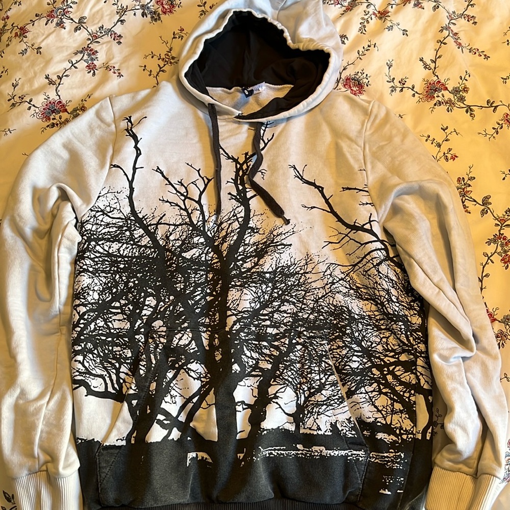 Small - White/Black Trees H&M Divided Pull Over Hoodie